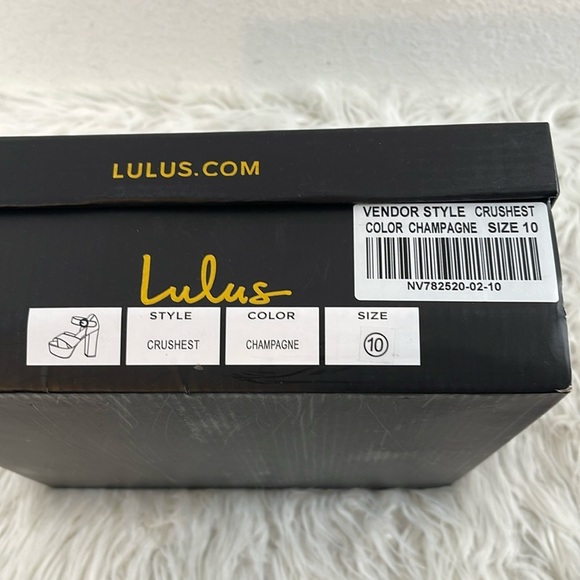 LULUS Crushest Champagne Velvet Rhinestone Ankle Strap Chunky Heels Size 10 NEW - Picture 2 of 15